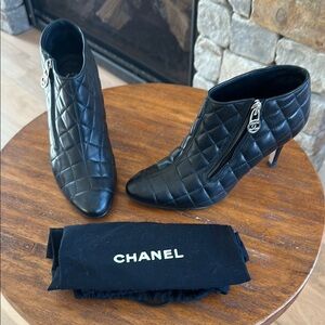 Chanel Black Quilted Women's Ankle Boots